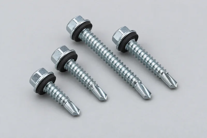 Self-drilling screws with sealing washers