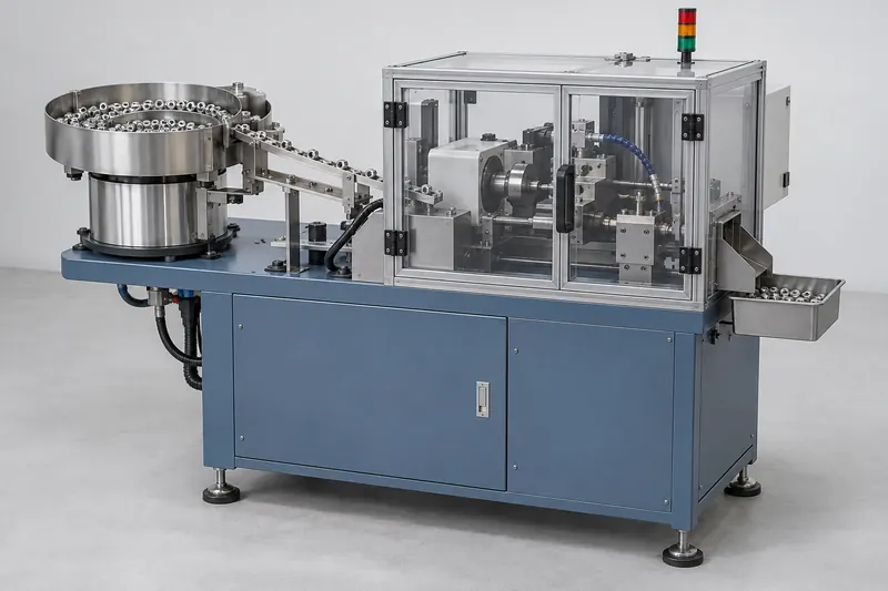Guarded horizontal nut-tapping station with bowl feed