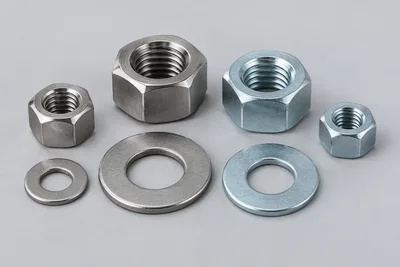 Hex nuts and flat washers