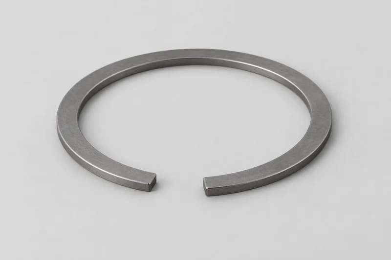 AI reference of one flat constant-section open retaining ring with plain cut ends, no plier lugs or overlapping turns