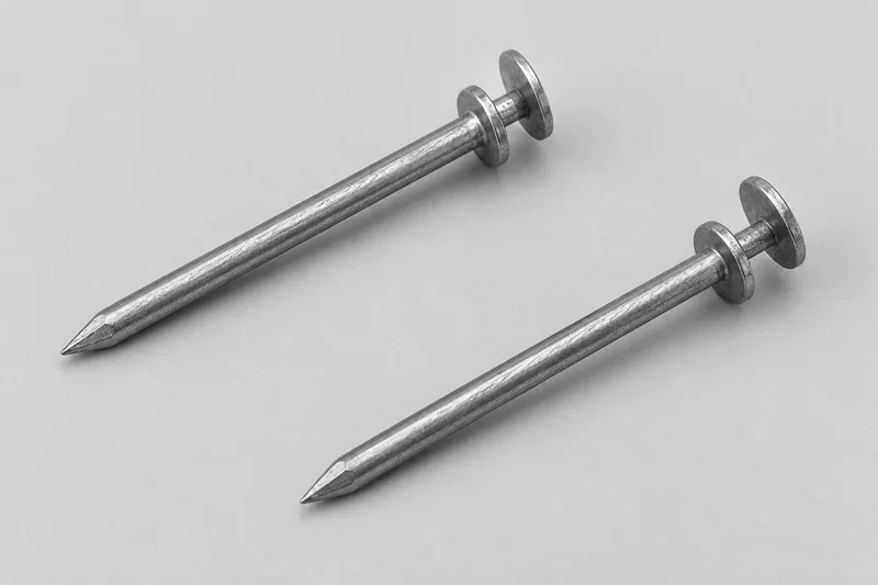 AI reference illustration of two loose duplex nails with two separated heads on each smooth shank