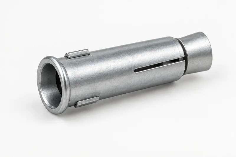 AI appearance reference of a slotted sleeve with retaining lip and a separate distal tapered component; not an installation drawing