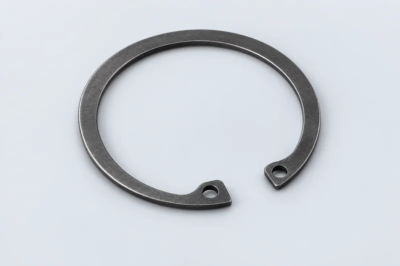 Generic internal bore circlip with two inward-projecting holed end lugs inside its outer circumference