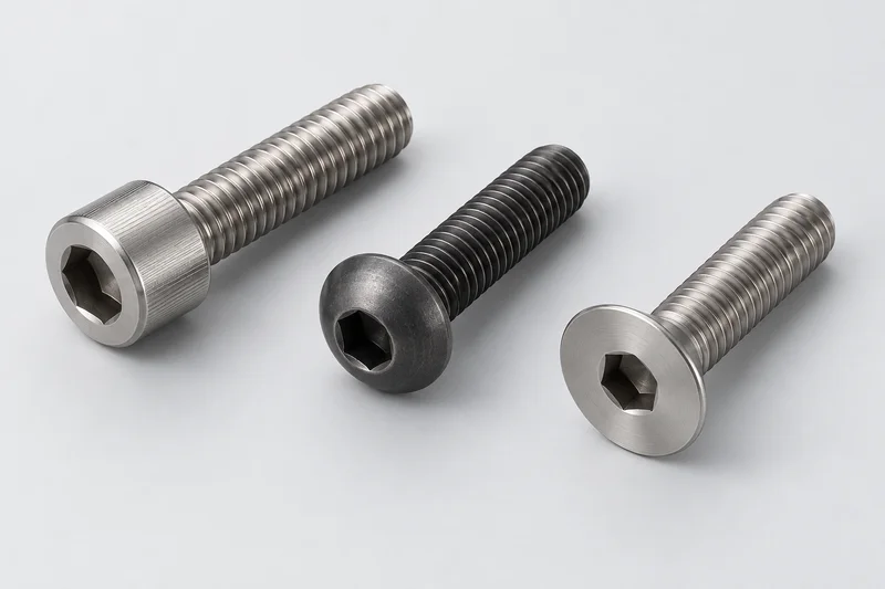 Cylindrical cap, button and countersunk socket screws with recessed drives