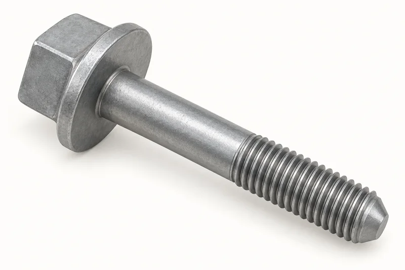 AI-generated generic uninstalled square-head bolt with integral circular bearing disc and machine thread; not an exact model or supplied product